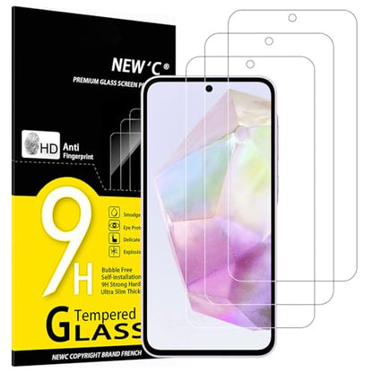 NEW'C 3 Pack Designed for Samsung Galaxy A56 5G / A36 5G Screen Protector Tempered Glass,Case Friendly Ultra Resistant - size: A36 5G 6.7 inches