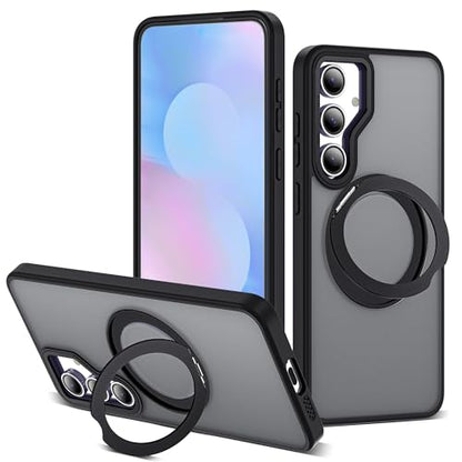 for Samsung Galaxy S25 FE Case with 360° Spin Stand,Black | 360° Spin Magnetic Ring Stand,Compatible with Magsafe,Military Protection Phone Case - color: Black, size: Samsung Galaxy S25 FE