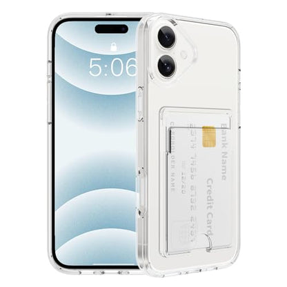 Gukalong Clear Wallet Case for iPhone 16 with Credit Card Holder | Hard PC Heavy Duty Shockproof Protection Anti-Scratch Phone Cover Card Slot Anti-Yellowing Case for Women Men - size: for iPhone 16