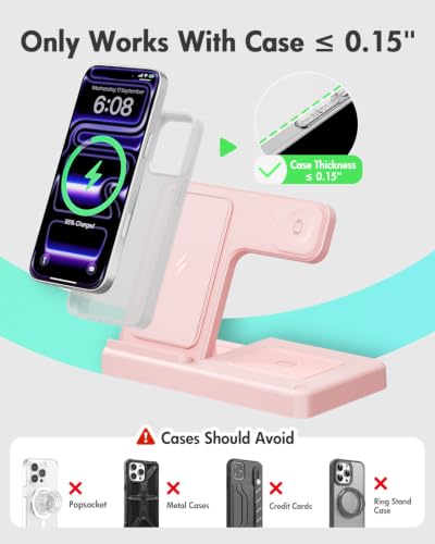 GETPALS Wireless Charger iPhone Charging Station for Apple Multiple Devices - color: Pink