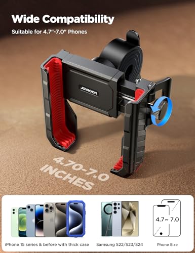 JOYROOM Motorcycle Bike Phone Holder Mount, 1s Lock Bike Phone Holder - color: Red