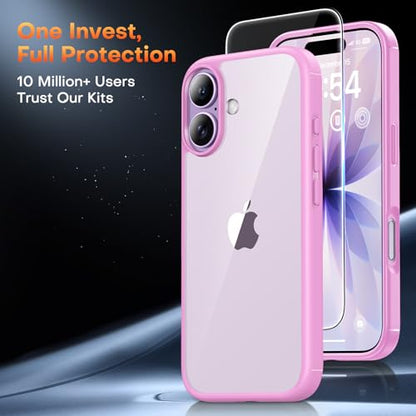 TAURI for iPhone 17 Case, Anti-Yellowing with Screen Protector, Military-Grade Protection Shockproof Slim Phone Case for iPhone 17, Pink - color: E-Pink