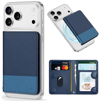 TUCCH Magnetic Wallet for Magsafe iPhone, 6 Card Holders, Blue & Light Blue | for iPhone 17/17e/16/15/14/13/12 Pro/Pro Max/Plus, RFID Blocking, Flip Card Case, Clear ID Window, PU Leather - color: Blue & Light Blue