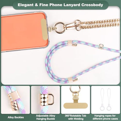 YFWE Phone Lanyard Crossbody, Adjustable Cell Phone Lanyard Neck Strap for All Phones, Universal Skin Friendly Phone Strap Crossbody for Women and Men - color: Colorful 3