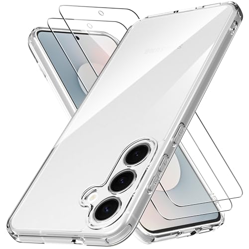 Anoowkoa Clear Case for Galaxy S25 FE 6.7 inch.Protective Slim Phone Bumper Cover with 2 Pack Samsung Galaxy S25 FE Tempered Glass Screen Protector Flim.Anti-Yellowing. Anti-Drop.Transparent - color: Samsung Galaxy S25 FE