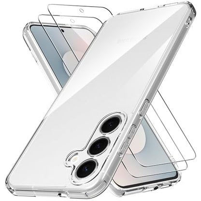 Anoowkoa Clear Case for Galaxy S25 FE 6.7 inch.Protective Slim Phone Bumper Cover with 2 Pack Samsung Galaxy S25 FE Tempered Glass Screen Protector Flim.Anti-Yellowing. Anti-Drop.Transparent - color: Samsung Galaxy S25 FE