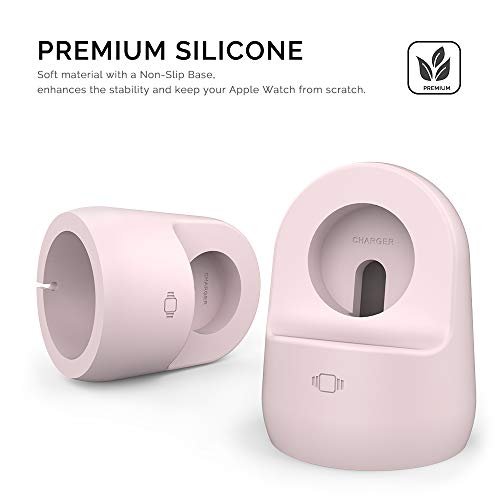 AhaStyle iWatch Stand Silicone Charging Dock Holder for Apple Watch Ultra 2, Ultra, SE2, Series SE, 7 6 5 4 3 2 1 (45/44/42/41/40/38mm), (Pink) - color: Pink