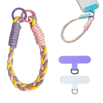 KIMAGIC Korean Dopamine Phone Wrist Strap - Handmade Thickened Phone Lanyard, Anti-Drop Hands-Free Charm - color: 04 Macaron Purple-pink