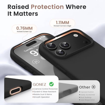 GONEZ Magnetic for iPhone 17 Pro Max Case, Silicone Cover Black - color: Black, size: Iphone 17 Pro Max