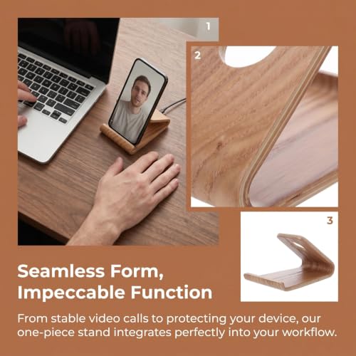 ibasenice 2pcs Cell Phone Stand Wooden - Desktop Smartphone Holder with Cable Management - Non-Slip Mobile Stand for Tablets - Countertop Organizer for Office and Home