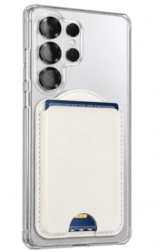 ENCASED Magnetic Wallet for Samsung Phones (Compatible with MagSafe) Premium PU leather Slim Card Holder Designed for Galaxy S26, S26 Plus, S26 Ultra (Off White) - color: White