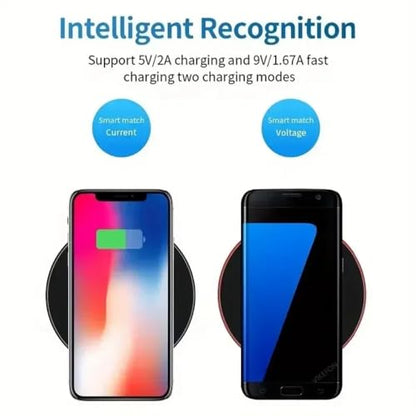 15W Fast Wireless Charger Pad for iPhone 17 16 15 14 13 12 Pro Max Samsung Galaxy S24 S23 S22 S20 Xiaomi Wireless Charging Dock Station (Black with Cable) - color: Black with Cable