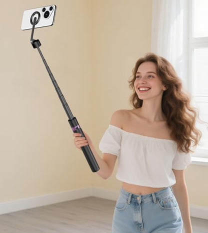 TONEOF 68" Magnetic Aluminum Phone Tripod Selfie Stick for iPhone & Android - color: Black