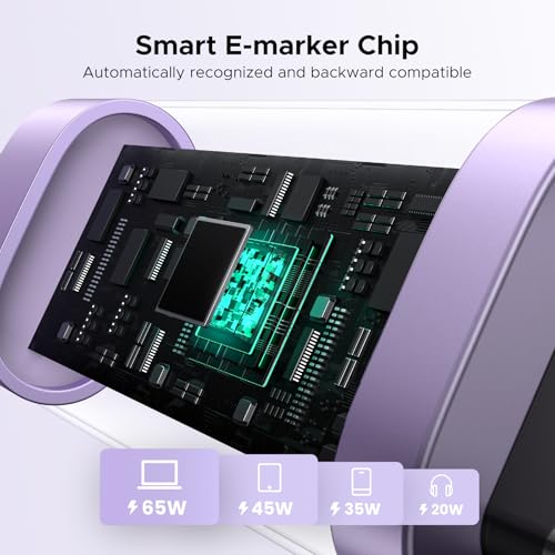UGREEN Uno USB C Cable 100W with LED Display, Fast Charging, 10ft, Purple - color: Purple, size: 6.6 FT