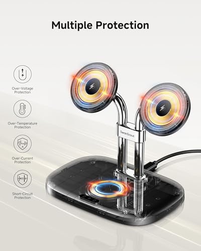 Dual Wireless Charger for iPhone 18 Pro Max/Duo, SwanScout 706M, Black - color: Black