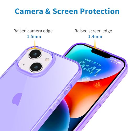 JJGoo Compatible with iPhone 14 Case Clear, Soft Shockproof Protective Slim Thin Phone Bumper Cover Transparent Phone Case, Translucent Purple - color: Purple