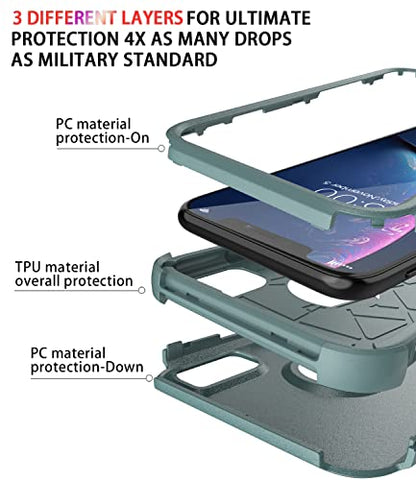 Diverbox for iPhone Xr Case [Shockproof] [Dropproof] [Dust-Proof],Heavy Duty Protection Phone Case Cover for Apple iPhone XR (Pine Green) - color: Pine Green-3in1