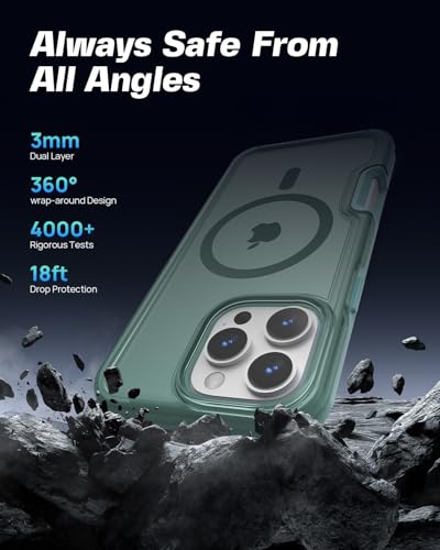ArtsEvo Strong Magnetic for iPhone 16 Pro Case, Compatible with MagSafe, 360° Military-Grade Protection, Slim Translucent Matte Phone Case, Cyan-Blue - color: Cyan-Blue, size: iPhone 16 Pro