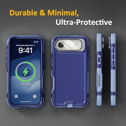 Follaroma Magnetic for iPhone 17 Air Case with Camera Stand, Blue-Purple | Built-in Glass Camera Cover,Compatible with MagSafe,Heavy Duty Shockproof Protective,Military-Grade Anti-DropDual Layer Cover - color: Blue-Purple, size: iPhone 17 Air 6.5''