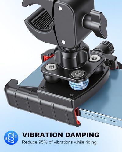 Bike Phone Holder Motorcycle Phone Mount, [Vibration Dampener][Camera Friendly] [1s Lock] Bicycle Phone Holder Handlebar Mount Cell Phones Holder for E-Bike/Stroller/Scooter Fits 4.7''-7'' Phone