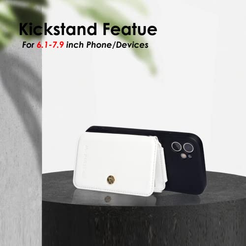 M-Plateau Phone Wallet Stick on, PU Leather Card Holder with Zipper Pocket Compatible with iPhone Case (White) - color: White