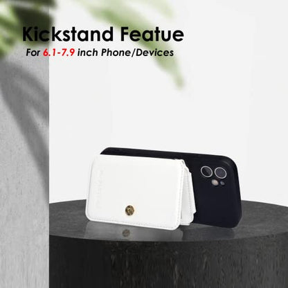 M-Plateau Phone Wallet Stick on, PU Leather Card Holder with Zipper Pocket Compatible with iPhone Case (White) - color: White