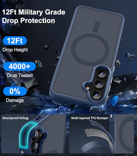 N52 Strong Magnetic Case for Samsung Galaxy S23 Case, Fit for MagSafe Thin Shockproof Drop Protection Translucent Non-Fingerprint/Scratch Slim Protective S23 Phone Case-Frosted Blue - color: Frosted Blue