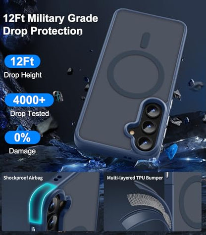 N52 Strong Magnetic Case for Samsung Galaxy S23 Case, Fit for MagSafe Thin Shockproof Drop Protection Translucent Non-Fingerprint/Scratch Slim Protective S23 Phone Case-Frosted Blue - color: Frosted Blue