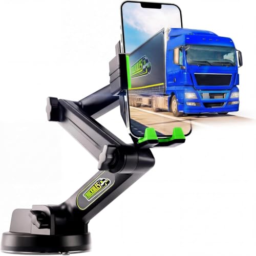 Truckules Truck Phone Mount, 16.9" Long Holder, 18 Wheeler, Green - color: Green