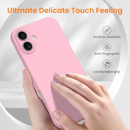 Compatible with iPhone 16 Plus Case, Liquid Silicone Upgrade [Camera Protection] [Soft Anti-Scratch Microfiber Lining] Shockproof Phone Case (Pink) - color: Pink, size: iPhone 16 Plus