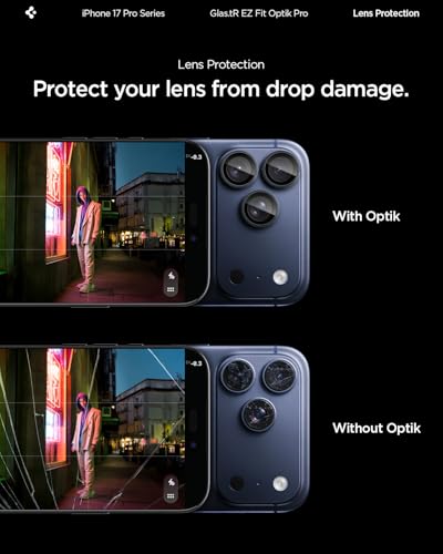 Spigen Camera Lens Protector for iPhone 17 Pro Max / 17 Pro - Blue Titanium - color: Deep Blue