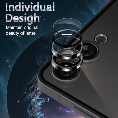 1 Pack Camera Lens Frame for Samsung Galaxy Z Flip 7, 9H Glass Screen Protector Anti-Scratch, Tempered Glass Metal Individual Camera Cover Accessories for Samsung Galaxy Z Flip 7,Black - size: for Galaxy Z Flip 7