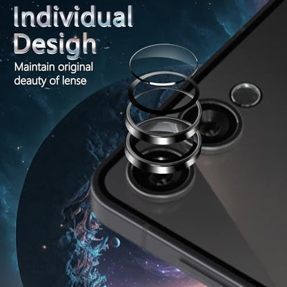 1 Pack Camera Lens Frame for Samsung Galaxy Z Flip 7, 9H Glass Screen Protector Anti-Scratch, Tempered Glass Metal Individual Camera Cover Accessories for Samsung Galaxy Z Flip 7,Black - size: for Galaxy Z Flip 7