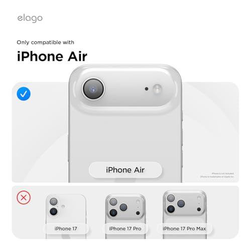 elago Tempered Glass Screen Protector for iPhone Air Clear | Case Friendly, 9H Surface Hardness, Anti-Fingerprint, Shatter-Proof, Scratch Protection, Bubble-Free - size: iPhone Air