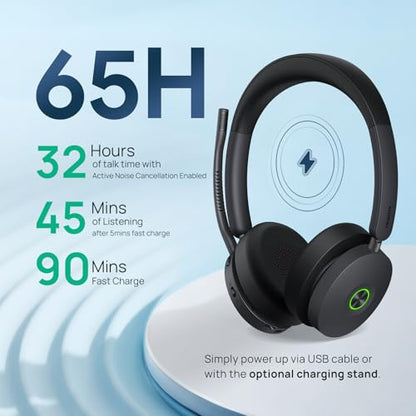 Yealink BH74 Bluetooth Headset with Mic for Work,Hybrid ANC,Teams Certified - color: BH74 Teams, style: BH74(Headset only)