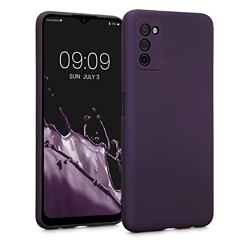 kwmobile Case Compatible with Samsung Galaxy A03s Case - Soft Slim Metallic TPU Silicone Cover - Metallic Berry - color: metallic berry