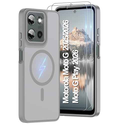 Pilaru Magnetic for Motorola Moto G 5G 2025/2026 & Moto G Play 2026 Case with Screen Protector (Built-in Magnets) (Military Grade Drop Protection) Slim Translucent Matte Shockproof for Moto G Gray - color: Gray, size: Moto G 5G 2025/2026 & G Play 2026