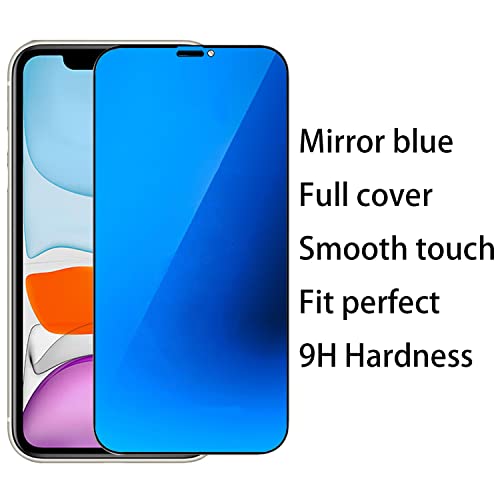 2 Pack Anti-Blue Privacy Tempered Glass Suit for iPhone 11 / iPhone XR Mirror Anti-Spy Screen Protector Anti-Peeping Film Electroplated 9H Hardness Anti-scratch 6.1 inch (Blue) - size: For iPhone 11 / iPhone XR