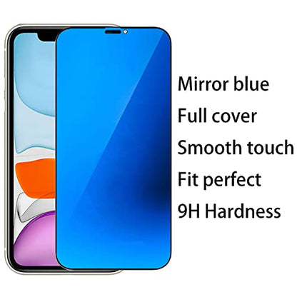 2 Pack Anti-Blue Privacy Tempered Glass Suit for iPhone 11 / iPhone XR Mirror Anti-Spy Screen Protector Anti-Peeping Film Electroplated 9H Hardness Anti-scratch 6.1 inch (Blue) - size: For iPhone 11 / iPhone XR