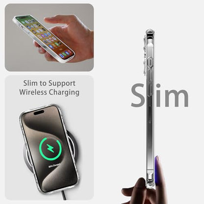 JJGoo Compatiable with iPhone 15 Pro Max Case Clear, Transparent Shockproof Phone Case, Slim Anti-Scratch Hard PC Back Protective Cover Bumper, Clear - color: Clear, size: for iPhone 15 Pro Max