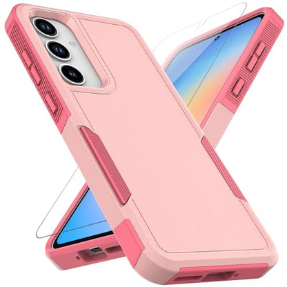 for Samsung Galaxy A35 5G Case: Dual Layer Protective Heavy Duty Cell Phone Cover Shockproof Rugged with Screen Protector - Military Protection Bumper Tough - Samsung Galaxy A35 5G 2024, Pink - color: Pink (PC) + Pink (TPU)