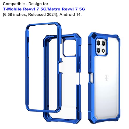 Ailiber for T-Mobile REVVL 7 5G Cell Phone Case, with Screen Protector, Dual Layer Shockproof Bumper, Clear Transparent Anti Yellowing, Slim [Scratch-Resistant] Cover for REVVL 7-Blue - color: Crystal Clear & Blue