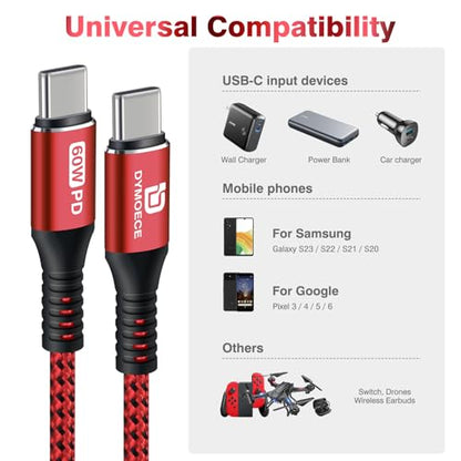 USB C to USB C Cable 60W Fast Charging C Cord 5Pack 6FT