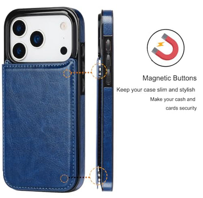 for iPhone 17 Pro Max Wallet Case with Screen Protector, Slim PU Leather Protective Case with Card Holder[RFID Blocking] Kickstand Cover 6.9“-Deep Blue - color: Deep Blue