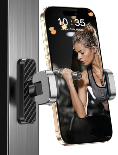 MOKPR Gym Magnetic Phone Holder【Strong Magnets】 360 Adjustable Gym Mount - color: Grey Black