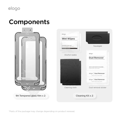 elago 2 Pack Tempered Glass Screen Protector for iPhone 17 Pro Max Clear | Case Friendly, 9H Surface Hardness, Anti-Fingerprint, Shatter-Proof, Scratch Protection, Bubble-Free - size: iPhone 17 Pro Max 2ea