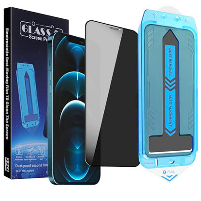 2-Pack Privacy Screen Protector for for iPhone 12 Pro and iPhone 12 6.1-inch, 9H Tempered Glass, Full Coverage, Anti-Fingerprint, Auto Dust-Elimination, No Bubble, Easy Installation - size: for iPhone 12 Pro / iPhone 12