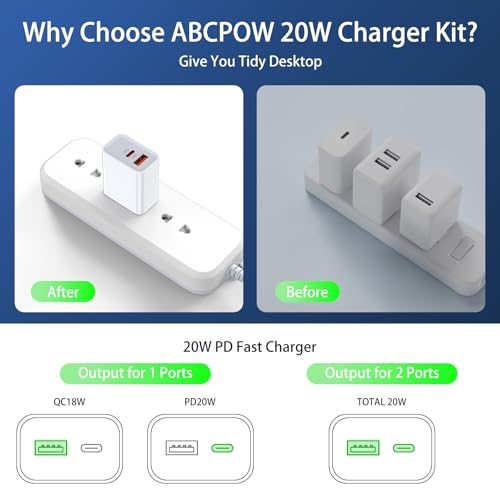 for iPhone 17e Charger Block,20W Fast iPhone 17 18 Pro Max Charger Cord 60W