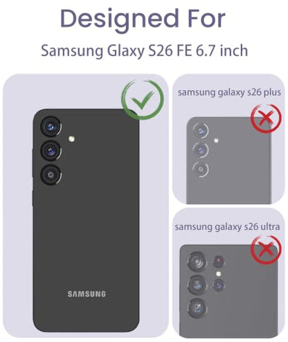 Clear Flower Pattern Case for Samsung Galaxy S26 FE-Deep Purple | Girl Women Slim Soft TPU + Hard PC Military Grade Protective Phone Cover WithTempered Glass Screen Protector for S26 FE - color: S26 FE-Deep Purple