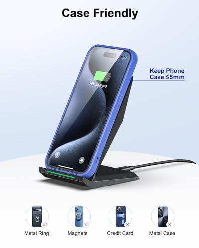 Fast Wireless Charger, [2 Pack] NANAMI Wireless Charging Stand Compatible with iPhone 18 Pro/18 Pro Max/17/17 Air/17 Pro/16/15/14, Desktop Nightstand Phone Charger Dock for Galaxy S26/S26+/S25/S24/S23 - color: Black/Black